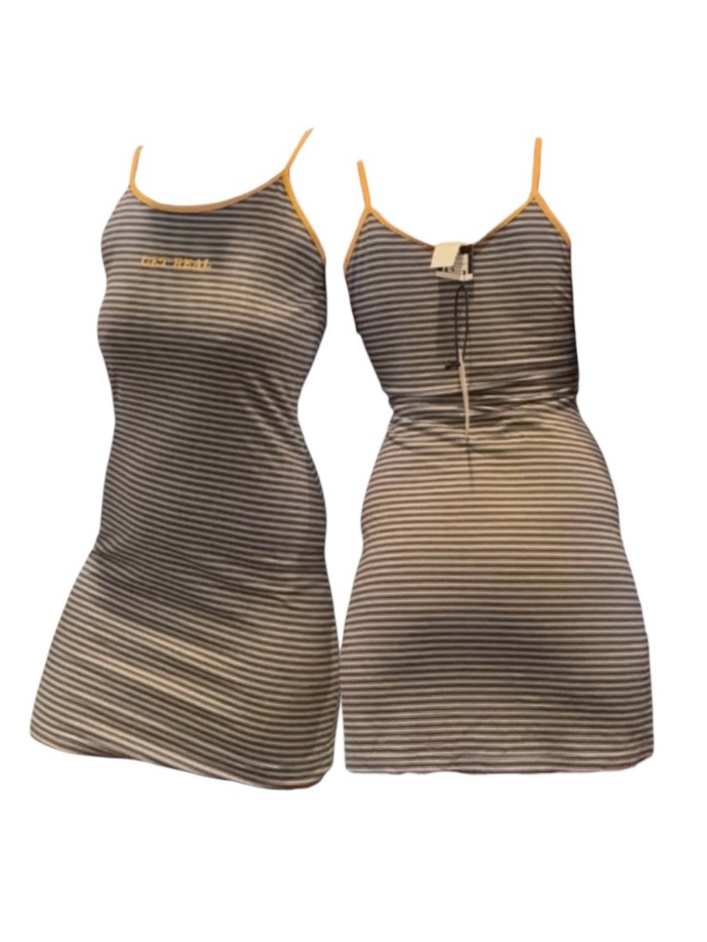 The Ragged Priest Black and Yellow Striped Slip Dress